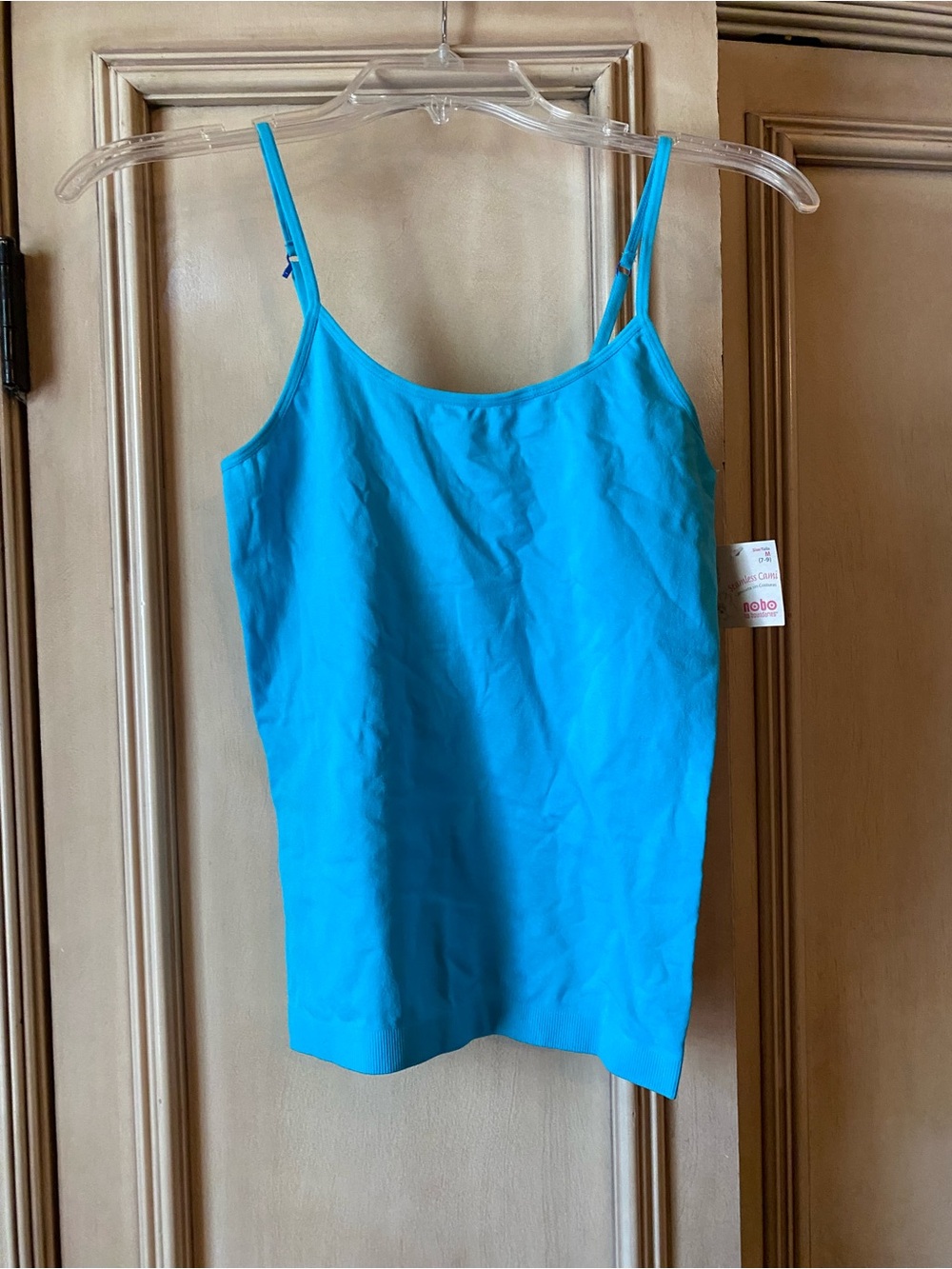 No Boundaries Women’s Blue Solid Stretch Adjustable Strap Camisole, Size M